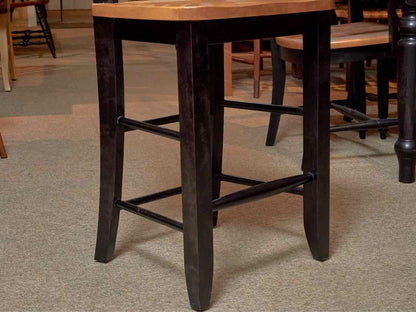 Pair Of Made In Canada Black Finish Maple Seat  Counter Stools