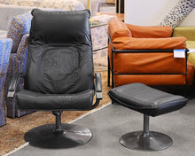 Leather Swivel Chair with Ottoman