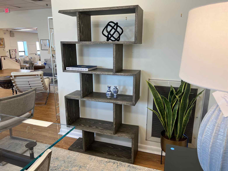 Stacked Weathered Grey Oak Bookcase