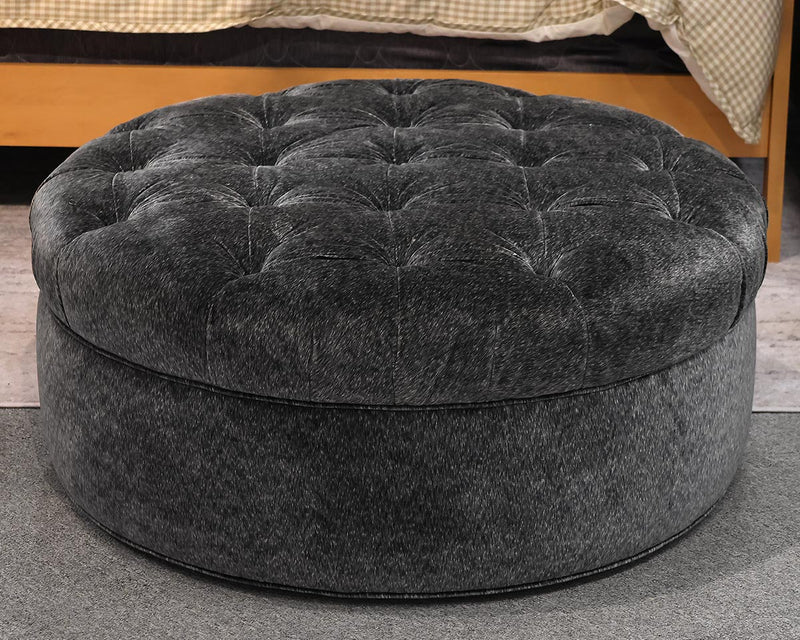 Gray Tufted Custom Ottoman