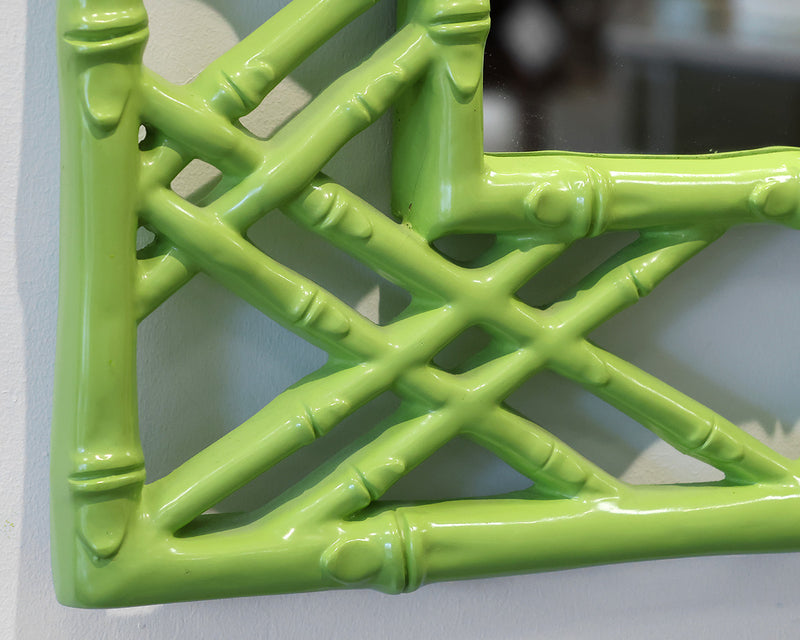 Lime Green Lattice Framed Mirror.