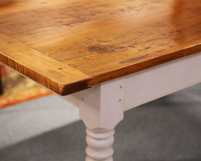 New England Joinery Handcrafted Farm Table in Reclaimed Wood on Turned Legs