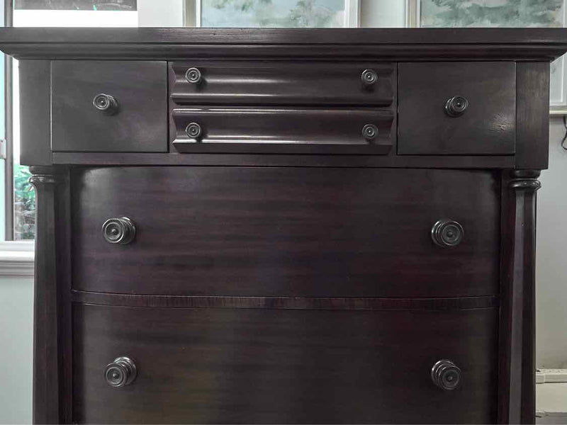 Empire Style Mahogany 7 Drawer Chest with Column Sides