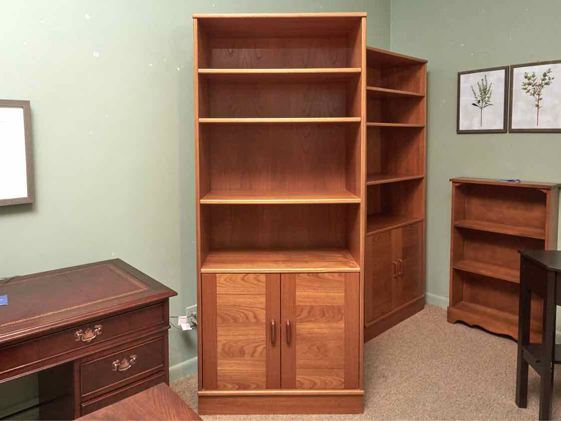 Teak 6 Shelf 2 Door Bookcase