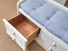 White Wicker 2 Drawer Includes Cushion Bench