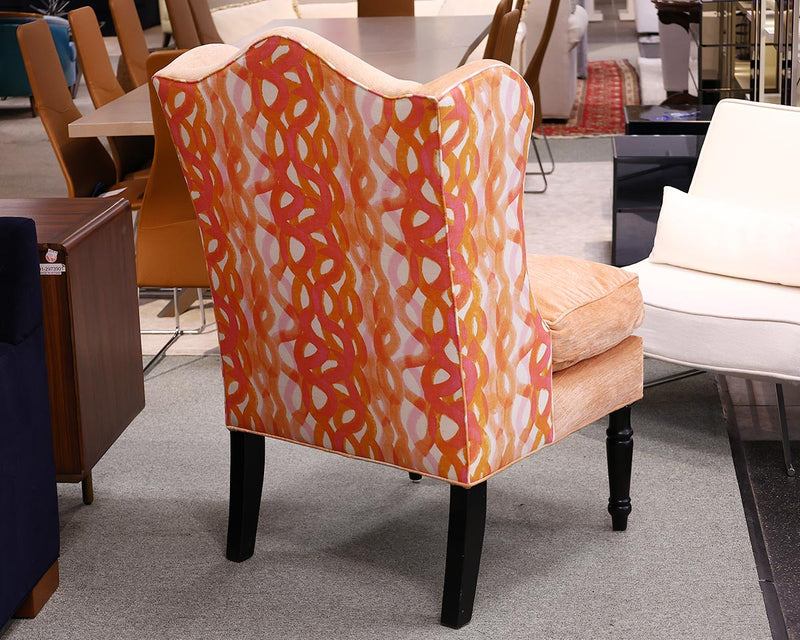 Pair of Melon & Pink Wing Chairs on Black Legs