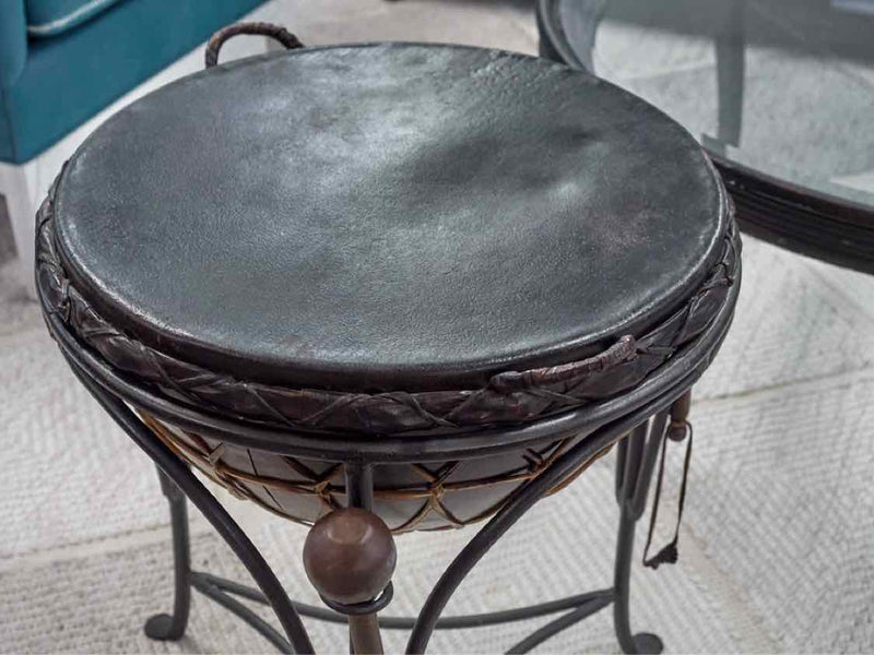 Rustic Drum Side Table