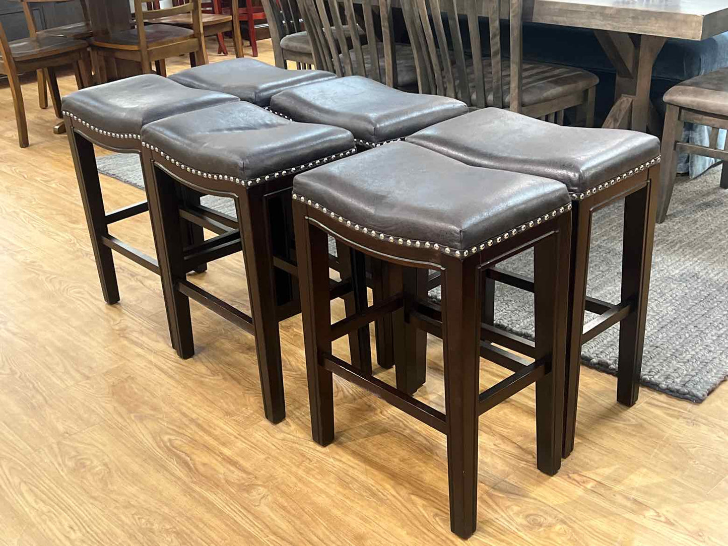 Set of 6 Chestnut Brown Counter Stools