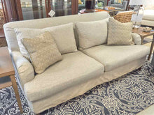 Gray Slipcover English Roll Arm Two Cushion Sofa