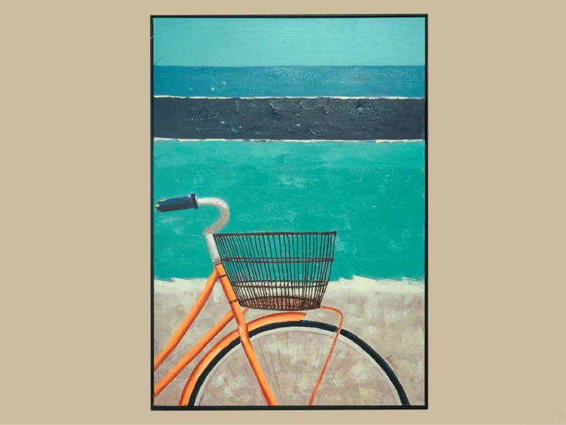 Black Framed Textured Bicycle Print Painting