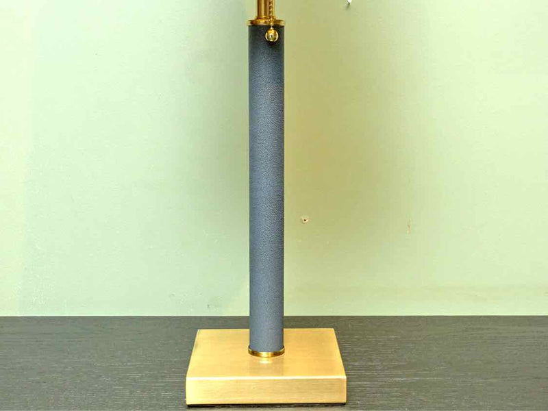 Navy Shagreen Pattern With Brushed Brass  Table Lamp