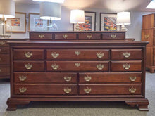 Ash with Cherry Stain 10 Drawer Double Dresser with Glove Drawers