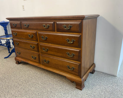 Cherry 6 Drawer Dresser with Brass Handles