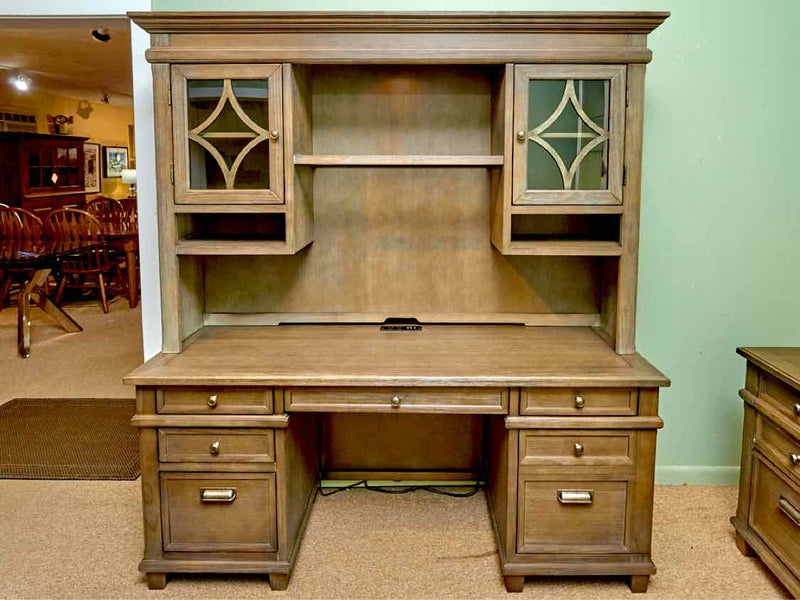 Martin Bleached Wood 4 Drawer ,File  Credenza With Hutch