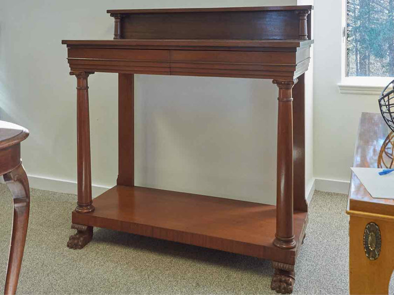 Mahogany Empire Style Server with Column Sides & 2 Drawers