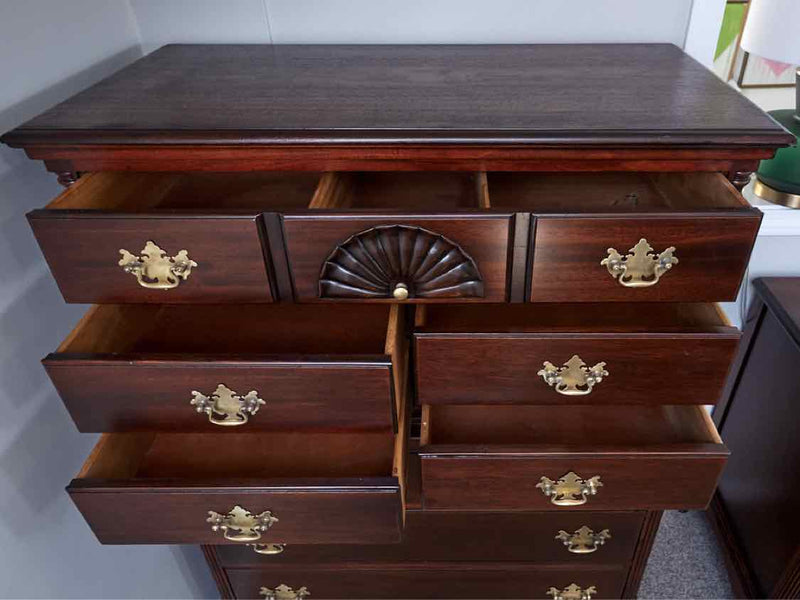 Solid Mahogany Chest With Brass Batwing Hardware