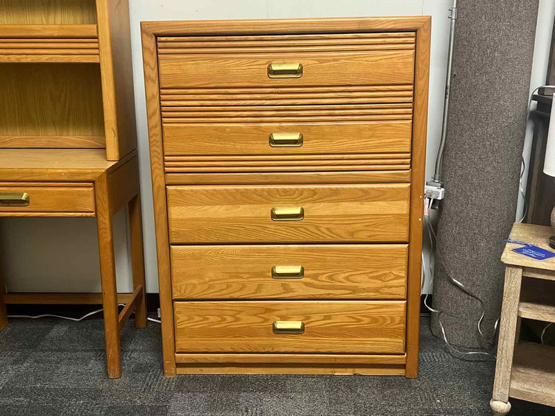 Stanley Oak 5-Drawer Chest