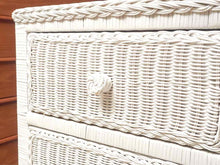 Pair Of White Wicker 3 Drawer Bedside Chest Nightstands