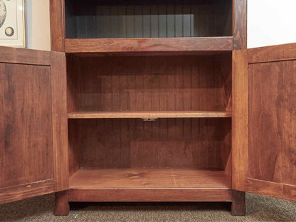 Pine Bookcase with Black Beadboard with 2 Shelves & 2 Doors