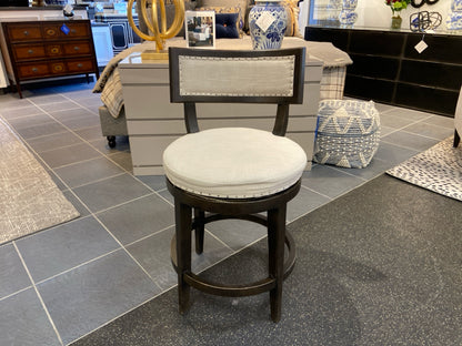 Single Swivel Counter Stool in Linen Upholstery