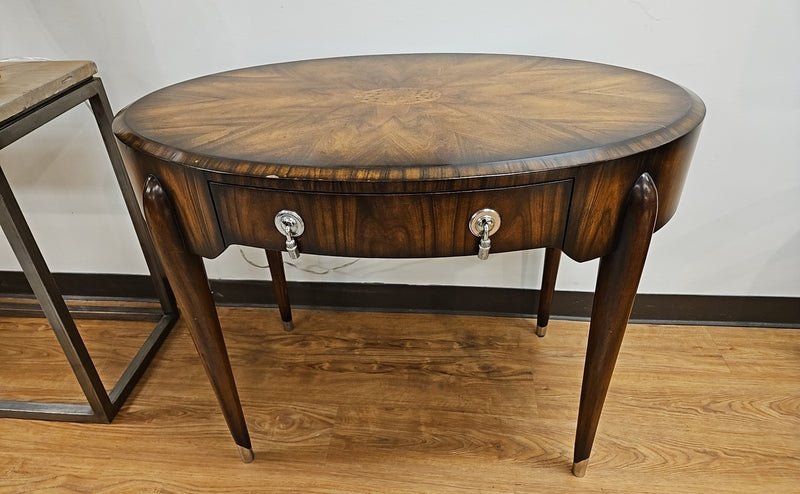 Oval Inlaid Walnut Accent Table