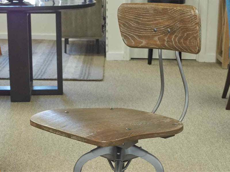 Set of 2 RH Industrial Wood & Metal Bar Stools