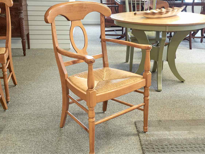 Set of Six Birchwood Dining Chairs W/ Rush Seats