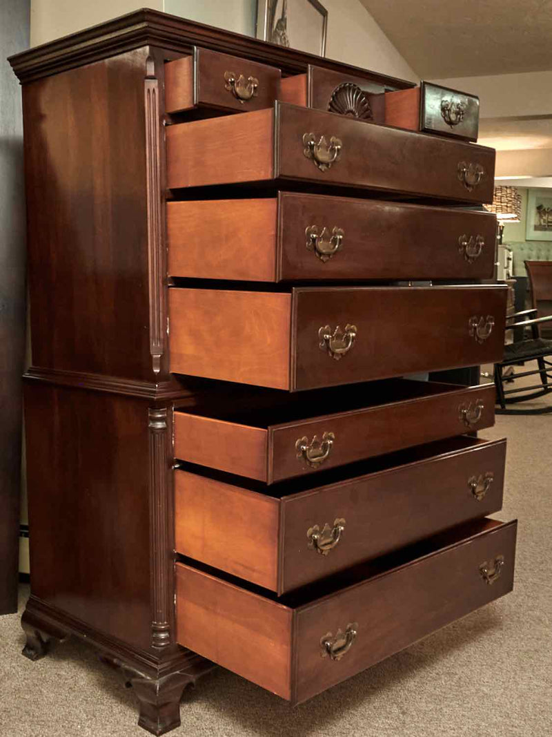 Kling Mahogany 6 Over 3 With Carved Fan Accent  Chest