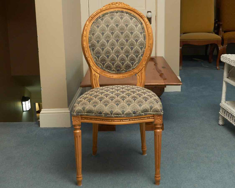 Set of 6 Kravet 'Louis XV' Style  Dining Chairs in Peacock Feather Upholstery