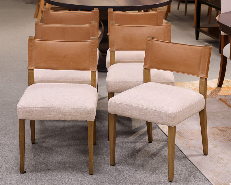 Set of 6 Four Hands Ferris Dining Chairs in Winchester Beige & Tan Leather