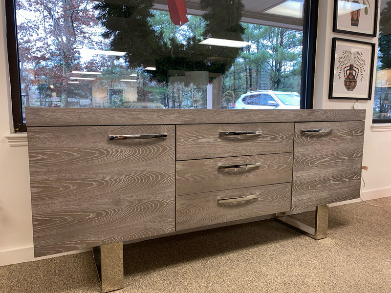 Orren Ellis Sideboard in Grey Finish with Chrome Pulls and Legs