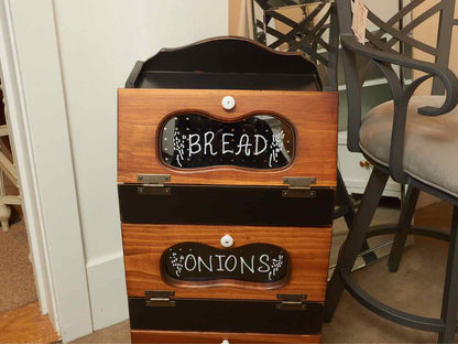 Harvest Stain & Black Finsh Bread,Onions, Potatoes Storage Bin