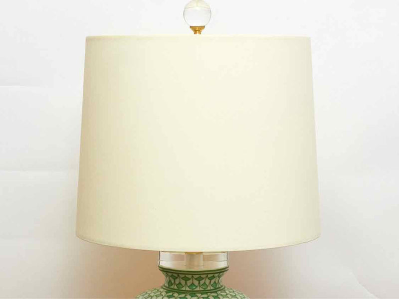 Green Fishscale Table Lamp with Oyster Drum Shade