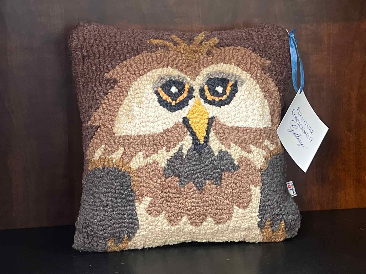 'Wise Owl' Hooked Accent Pillow