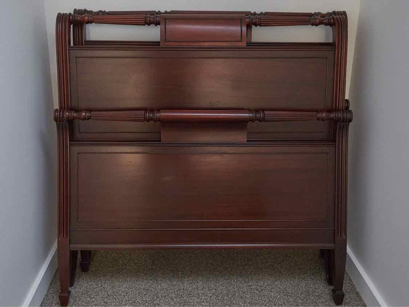 Pair of Mahogany Roll Back Sleigh  Twin Beds