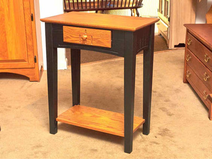 Black & Oak Side Table with 1 Drawer