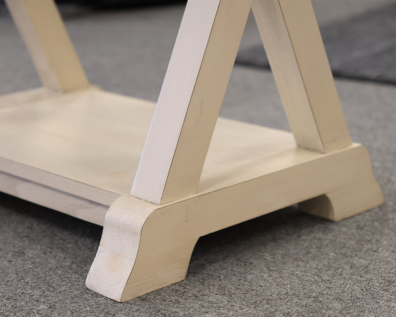 Off-White Plank Top Side Table