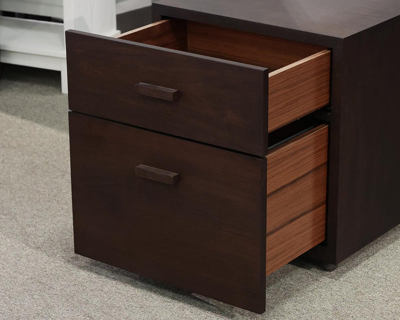 Dark Finish Wood Rolling File Cabinet