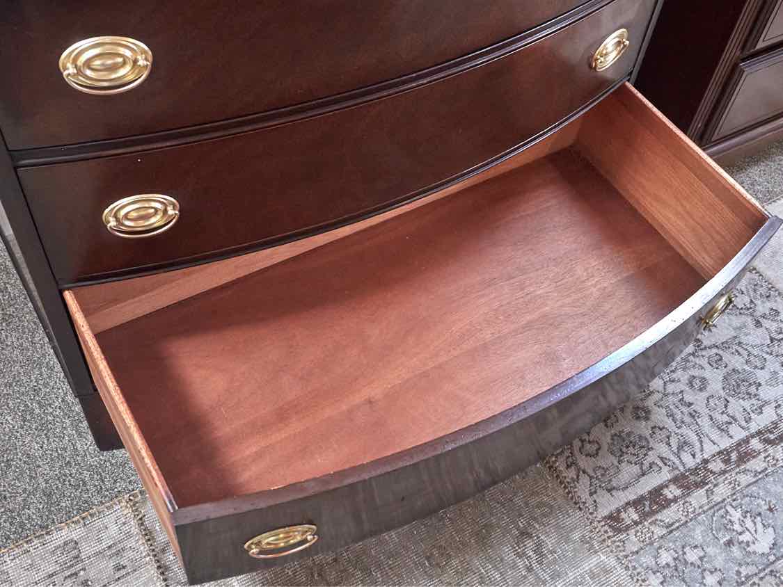 Mahogany 3 Over 3 Drawer Chest with Hepplewhite Brass Handles