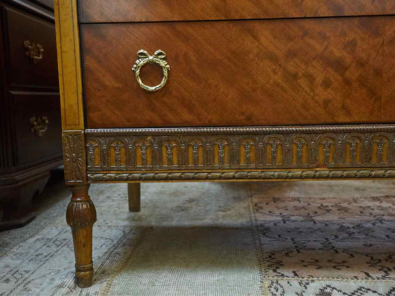 Burled Mahogany Three Drawer Dresser