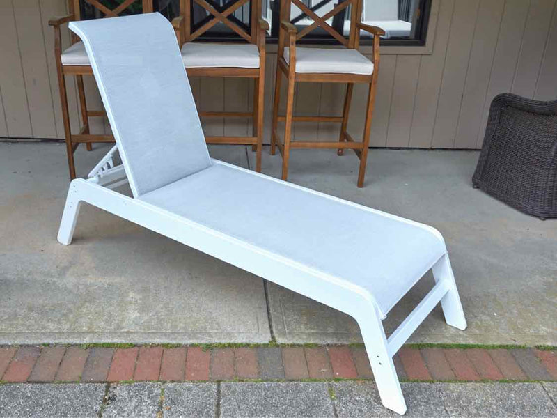 Pair of Windward 'Skyways Sling Armless  Chaise' White Loungers