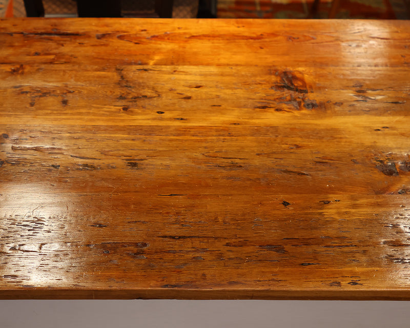 New England Joinery Handcrafted Farm Table in Reclaimed Wood on Turned Legs