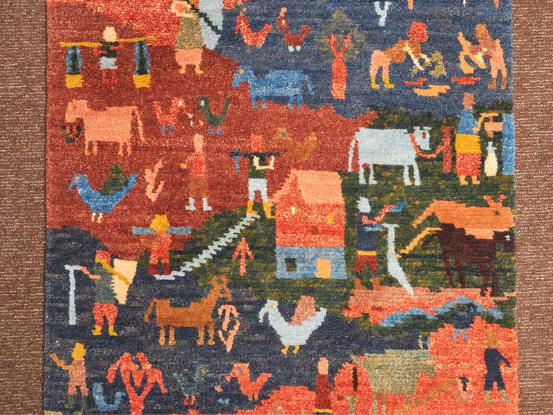 "Village" Hand Made Wool Runner Made In Nepal