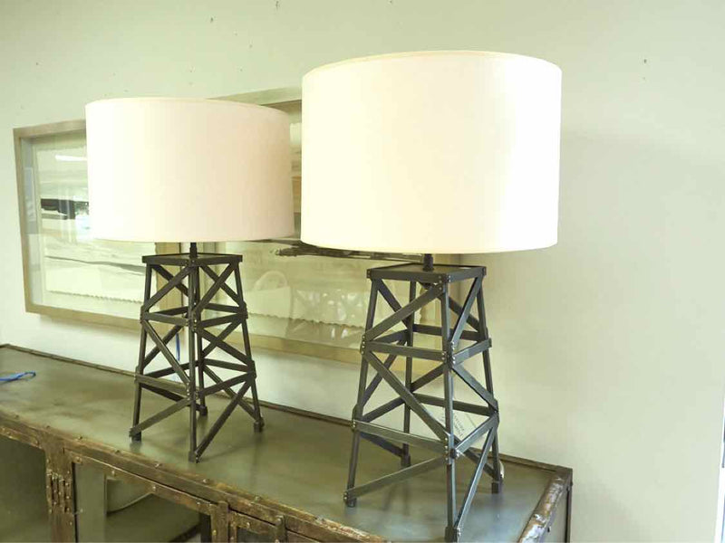 Pair of Industrial Tower Table Lamps