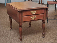 Pennsylvania House Solid Cherry 2 Drawer Turned Legs Drop Leaf  Side Table