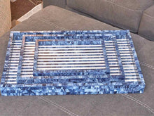 'Multi Blue' Set Of 3 Decorative Trays In Blue,Navy,& Ivory By Dann Foley