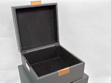 Set of Three Dark Smoke & Bronze Leather Boxes