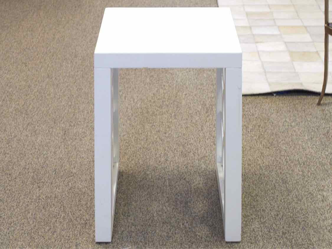 Pottery Barn White Side Table with Circle Design