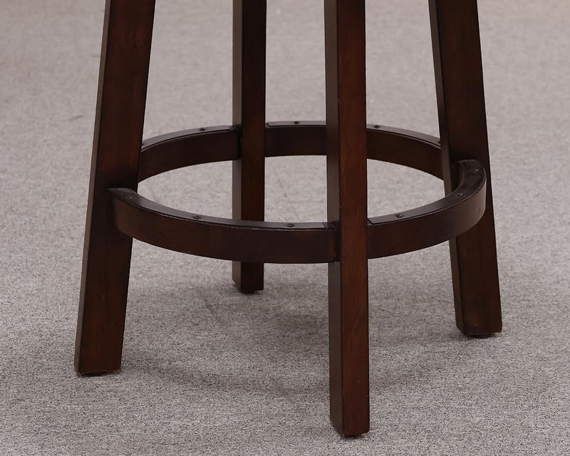 Espresso Finish Counter Arm Stool with Brown Leather Seat