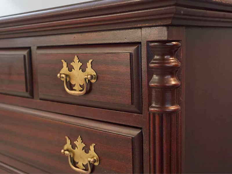 Mahogany 3 Over3 Drawer Dresser with Brass Chippendale Hardware